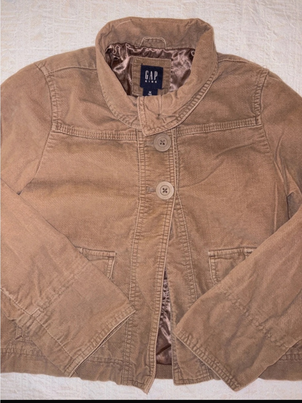 Y2K GAP Kids Brown Corduroy Button-Front Jacket with Quilted Lining Size M 8
